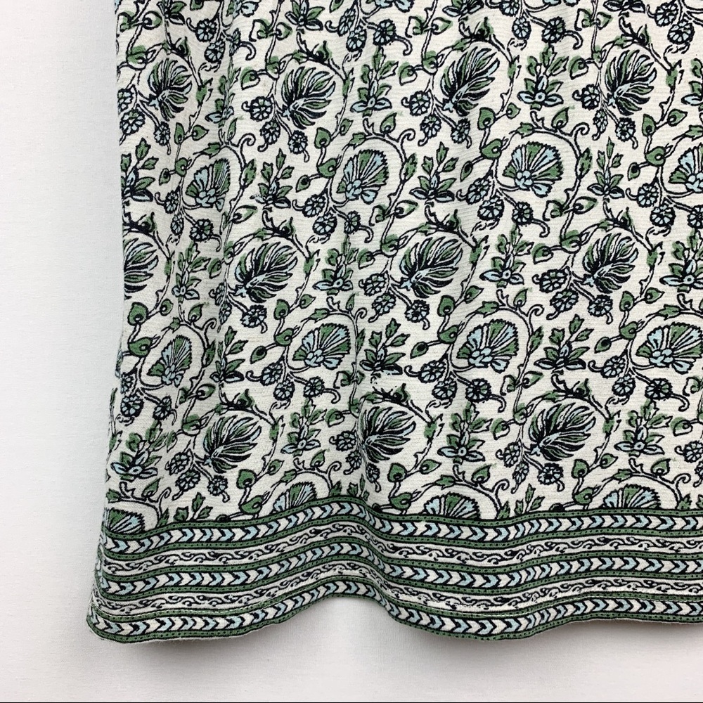 Lucky Brand NWT Border Print Smocked Top Green - Picture 8 of 8
